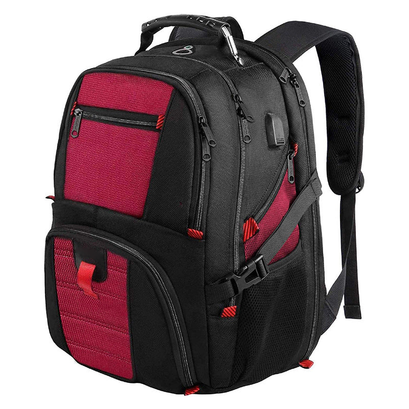 red polyester fanlosn business travel backpack,custom,detail