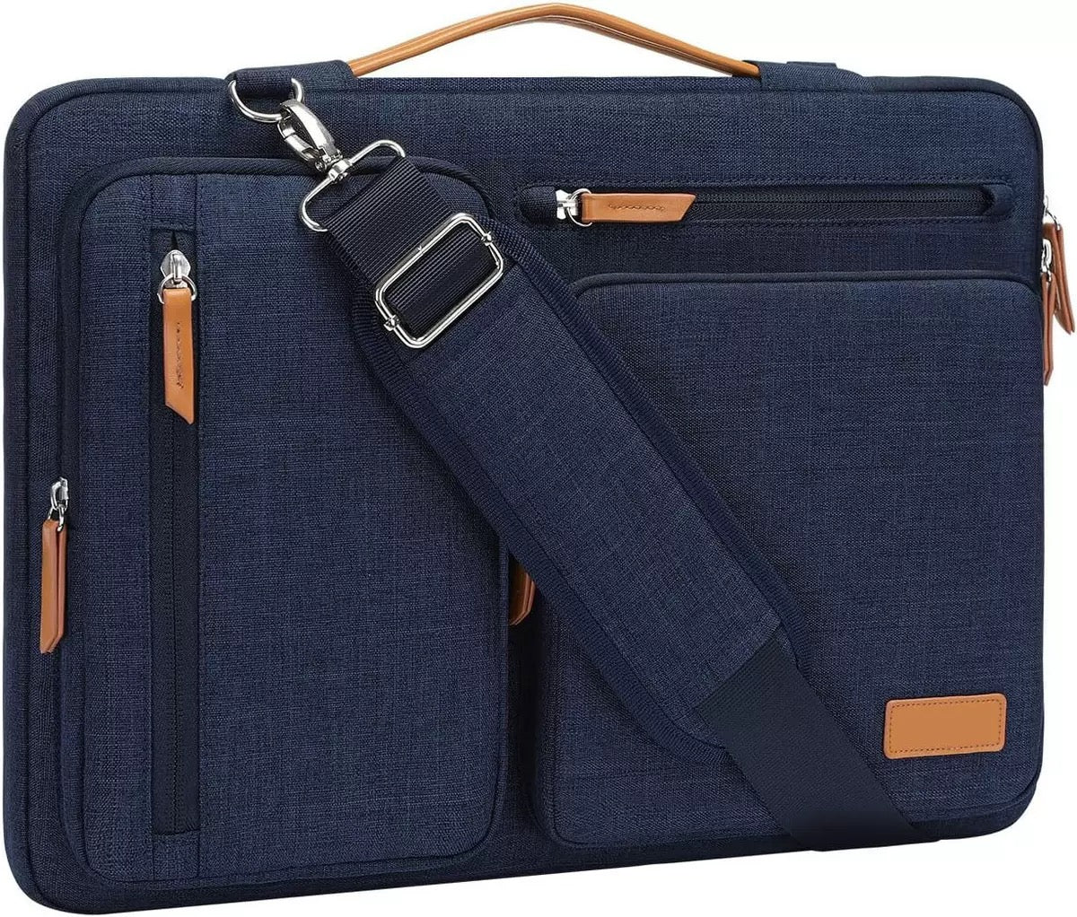 dark blue polyester laptop briefcase bag,unisex,front