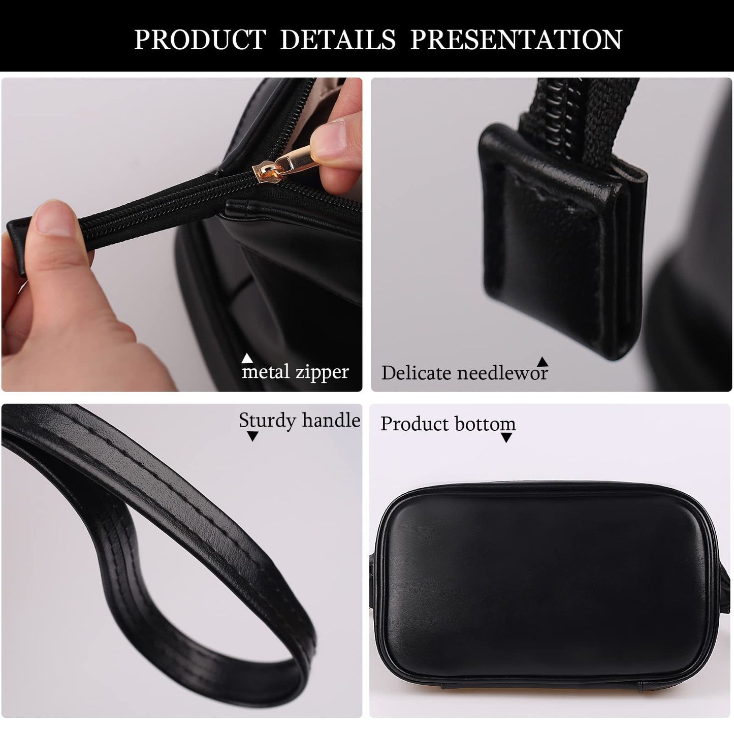 waterproof pu makeup bag zipper detail