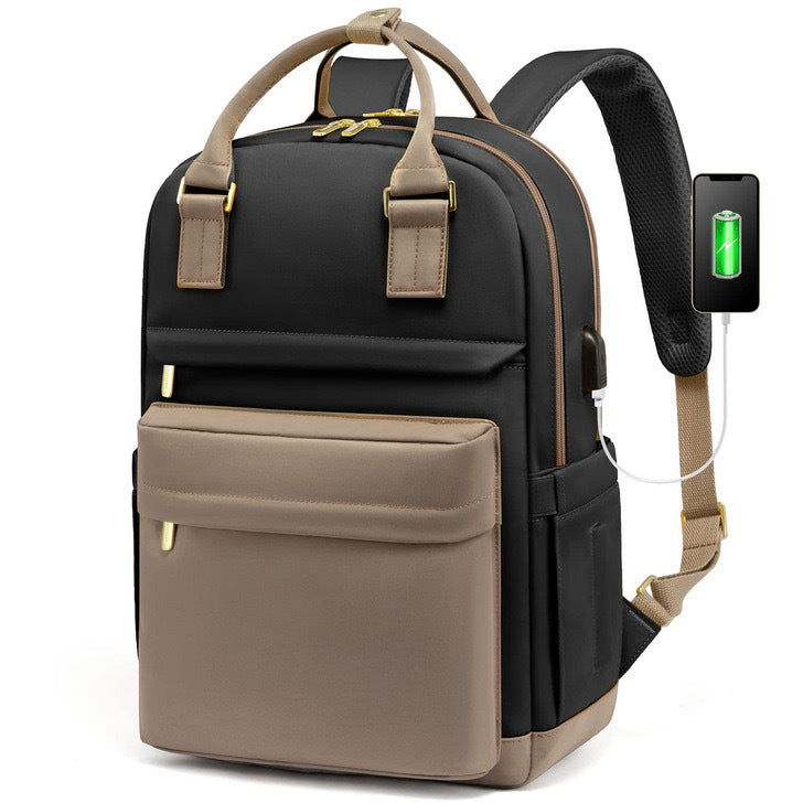 black khaki fanlosn fashion laptop backpack women,custom,side