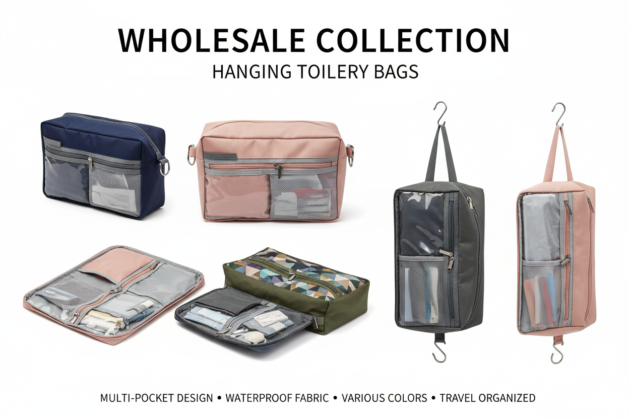 Wholesale hanging toiletry bags with hook, multi-pocket waterproof travel organizer bags bulk supplier