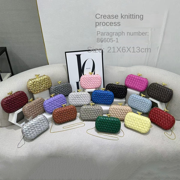Woven Dinner Bag Chain Clutch Box Purse Crossbody Purses Handbags Box Bags Women
