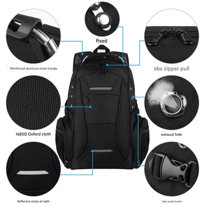 1680d oxford business backpack with reinforced handle and reflective strips