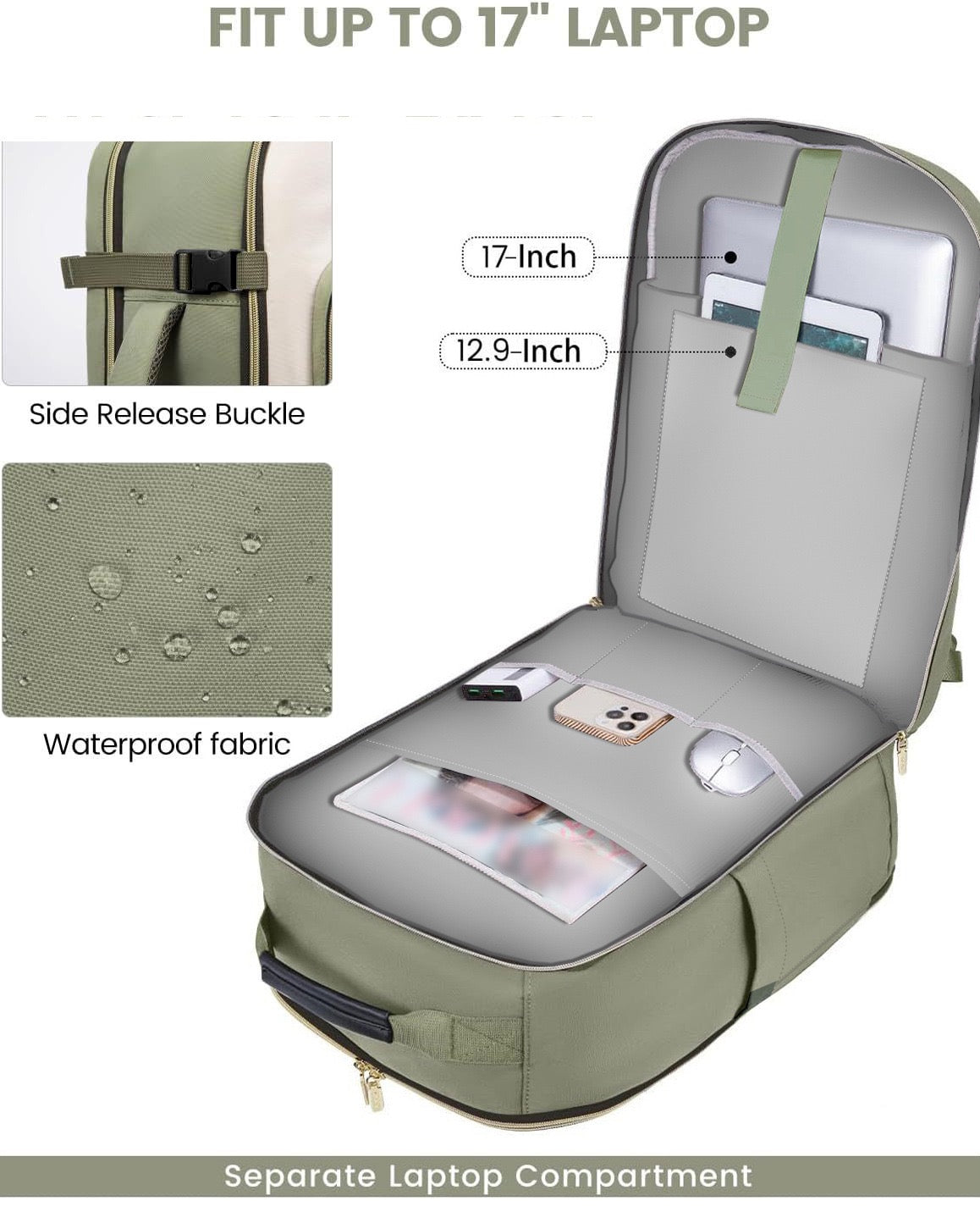 17 inch laptop work backpack compartment for office travel