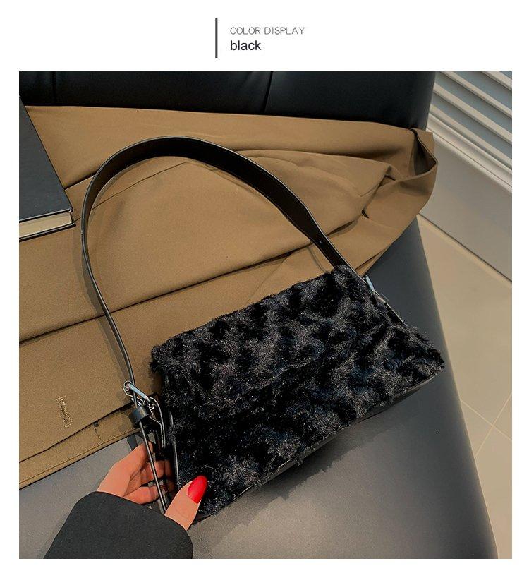 Wholesale Customizable New Popular Winter Rose Pattern Plush Flap Armpit Bag Shoulder Bag Fur Bags Women Handbags