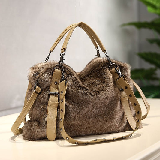 Wholesale Customizable New Winter Women's Fluffy Handbag Korean Style Trendy Fur Bags Women Handbags Fashion Shoulder Bag Crossbody Bag