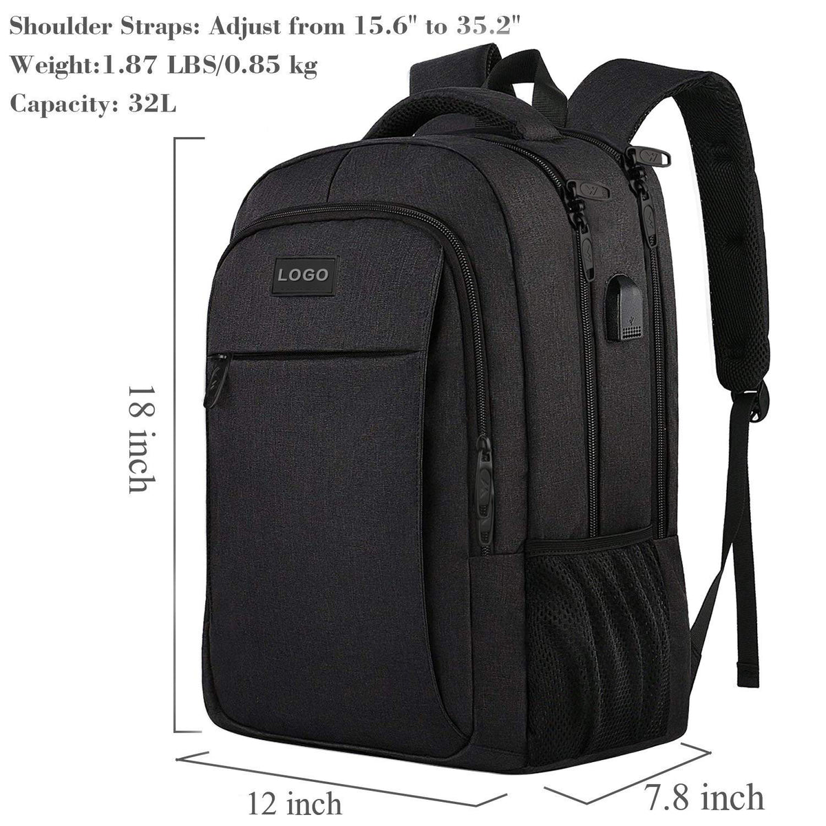 32l laptop backpack size specification with 18 inch design