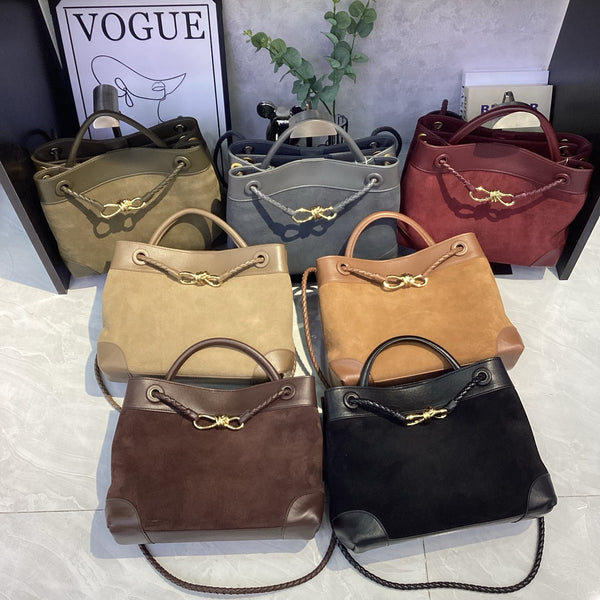 Suede Simple Crossbody Bag Fashion Handbag Genuine Leather Commuter Women's Bag