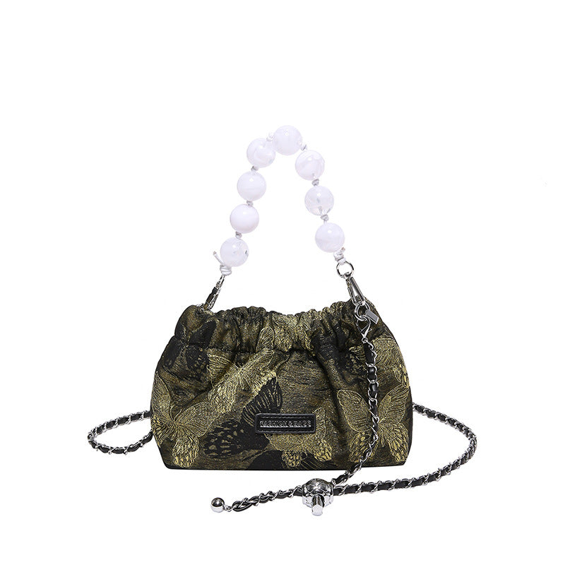 2024 Summer Top-Selling Product Fashion Beaded Portable Bucket Bag Trendy Commuter's All-Matching Women's Chain Shoulder Messenger Bag