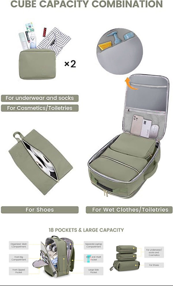 40l travel organizer backpack with separate storage compartments