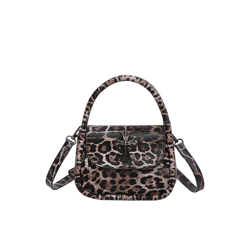 Popular Leopard Print Elegant Tote 2024 Summer New Personalized Retro Shoulder Bag Cross Crossbody Women's Bag