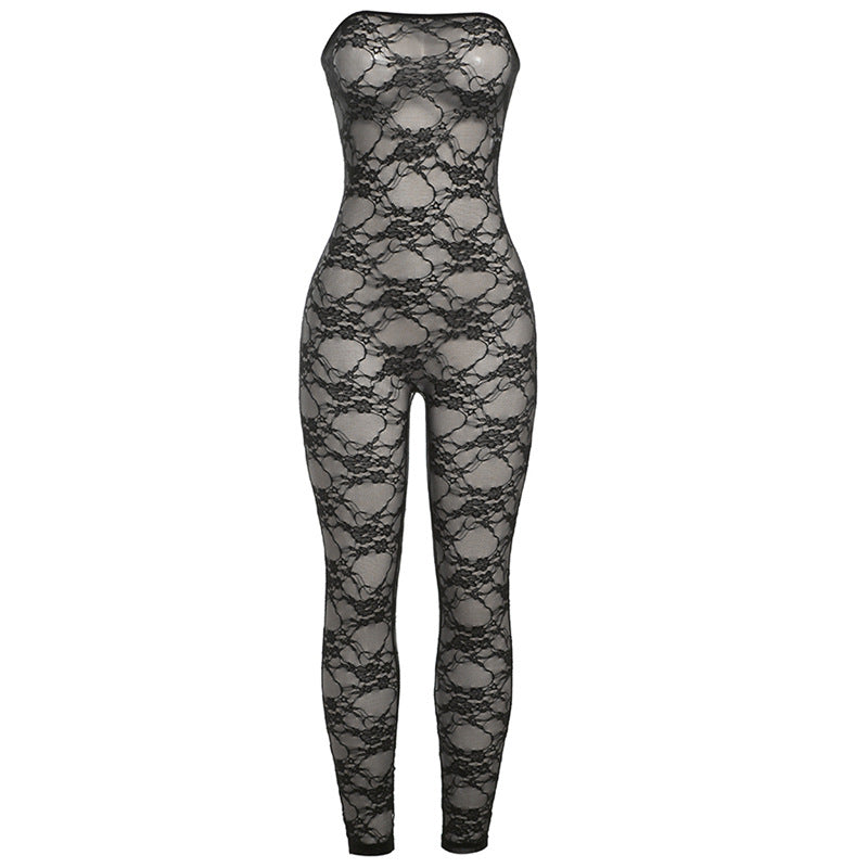 Summer New Cross-Border Women's Clothing Fashion off-Neck Sexy Backless Lace Slim Fit Bodysuit Women