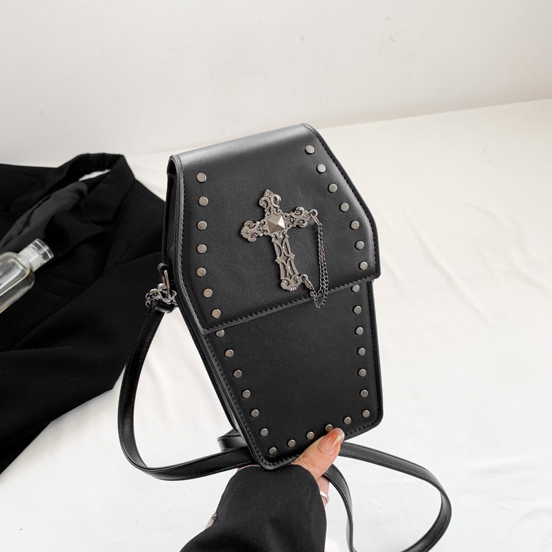 Autumn and Winter New Small Rivet Square Bag Retro Gothic Style Vertical Mobile Phone Bag Women's Cross-Body Bag