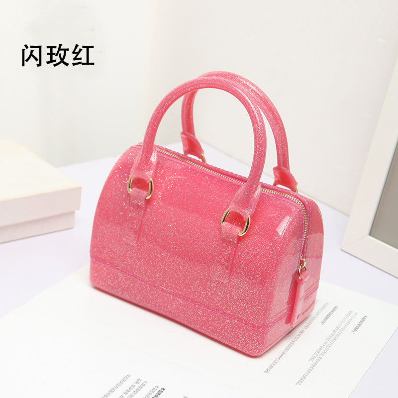 2024 Spring and Summer One Shoulder Crossbody Portable Candy Transparent Mini Mini Pillow Gel Bag