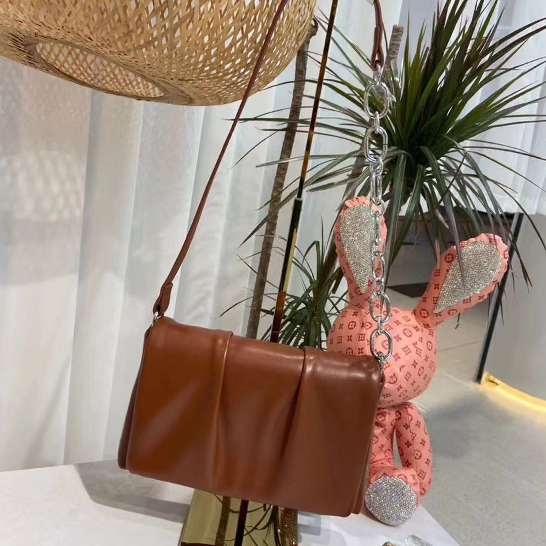 Textured French Pleated Underarm Bag Women's Spring and Summer New Simple Cloud Bag Practical Shoulder Crossbody Small Bag Square Bag