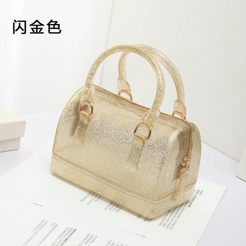 2024 Spring and Summer One Shoulder Crossbody Portable Candy Transparent Mini Mini Pillow Gel Bag