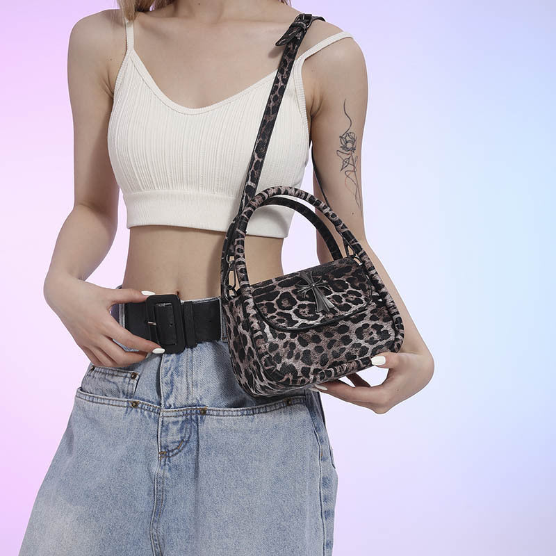 Popular Leopard Print Elegant Tote 2024 Summer New Personalized Retro Shoulder Bag Cross Crossbody Women's Bag