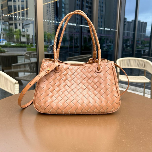 New  Genuine Leather Basket Woven Large Fashion Big Handbag Shoulder Bag