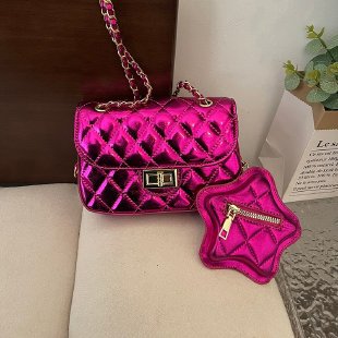 Fashion Women's Small Square Bag New Shoulder Bag Popular Patent Leather Glossy Messenger Bag Letter Two-Piece Bag