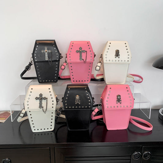 Autumn and Winter New Small Rivet Square Bag Retro Gothic Style Vertical Mobile Phone Bag Women's Cross-Body Bag