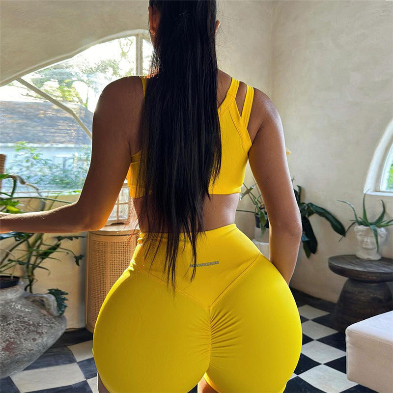 2024 Summer New Hot Girl Sexy Cropped Tank Top High Waist Hip Lift Basic Sports Suit Women