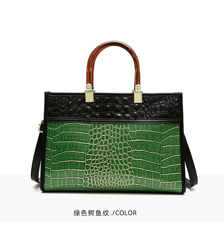 New Crocodile Pattern Women's Bag Shoulder  Portable Color Snake Pattern Women's Bag