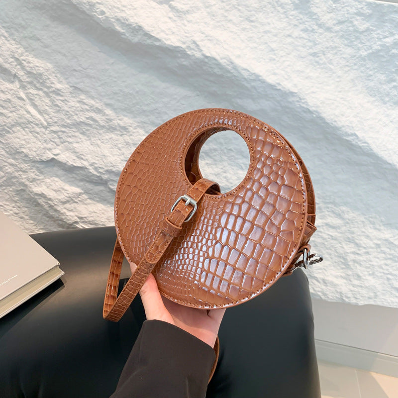 Stone Pattern Small Handbags Female 2024 Summer New Korean Fashion One Shoulder Underarm Small round Bag