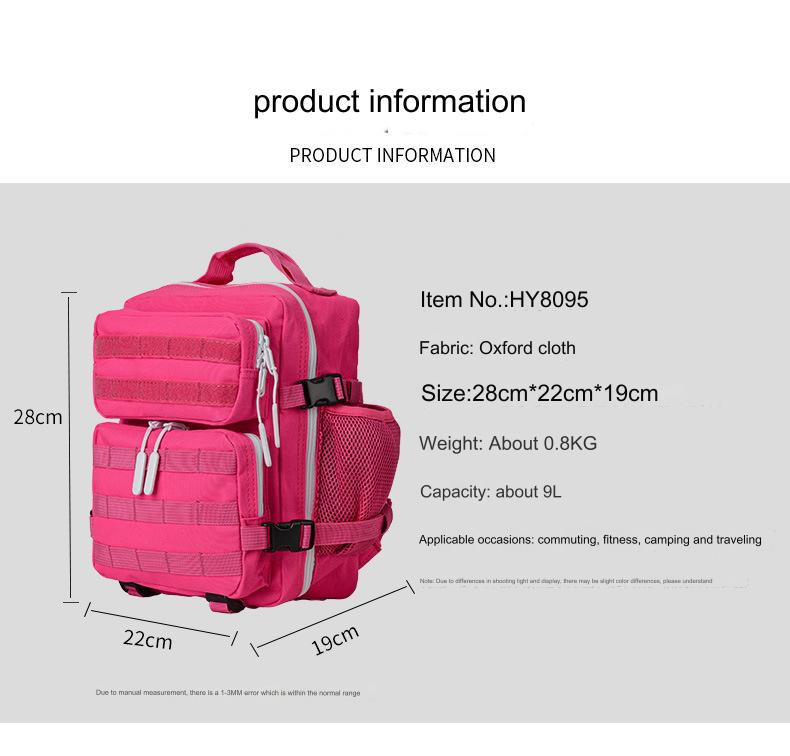 9l mini backpack with oxford fabric size 28x22x19cm and lightweight design