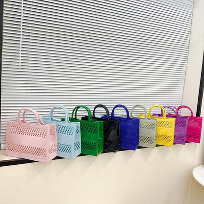 Summer New Candy Color Hollow Beach Bag Pvc Shopping Basket Jelly Bag
