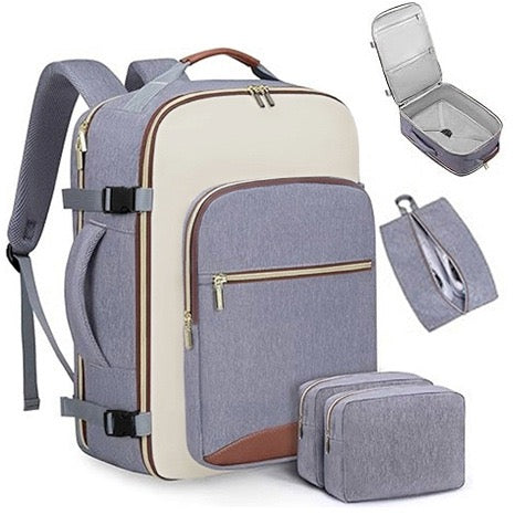 Custom 40L Travel Laptop Backpack with Shoe Bag & Cosmetic Pouches | Wholesale Womens Backpacks Supplier