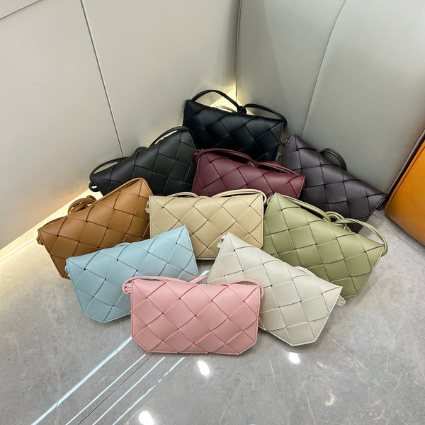 Genuine Leather Small Square Bag Phone Bag Woven Soft Leather Hand Bag