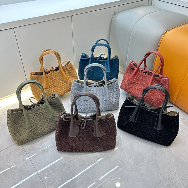 New Fashion Trend Matte Leather Woven Large Tote Bag Womens Stylish Handbags