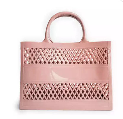 Summer New Candy Color Hollow Beach Bag Pvc Shopping Basket Jelly Bag