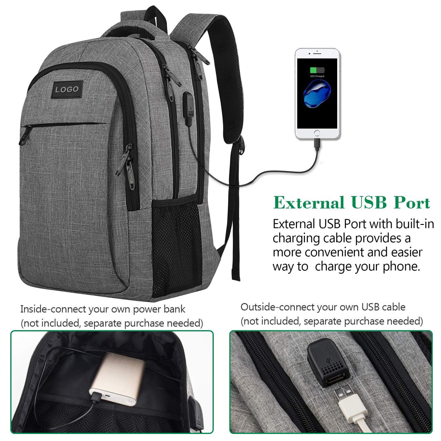 Mochila de negocios personalizada - Bolsa de viaje para laptop de 18-20" de gran capacidad