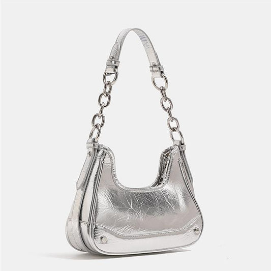 Wholesale Customizable Underarm Bag For Women's Summer 2023 New Advanced Silver Bag PU Chain One Shoulder Crossbody Bag Women Purse