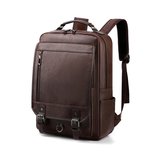 Wholesale Customizable Men's Business Backpack Multifunctional Large Capacity PU Retro Casual Backpack Girl's Leisure Student School Bag