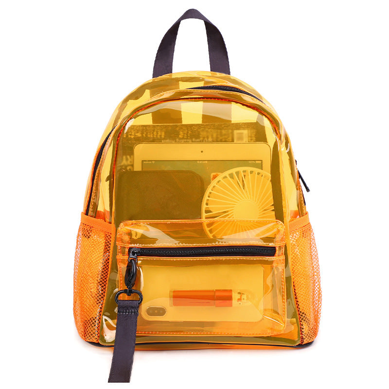 Customizable Thickened PVC Transparent Ladies Backpack Waterproof  Girls Schoolbag