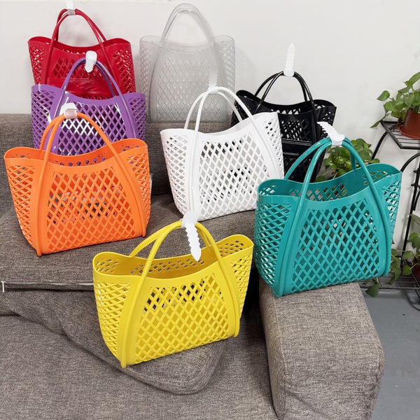 Jelly Bag Handbag Hollow Out Picnic Bag Toiletry Shopping Basket PVC Beach Bag
