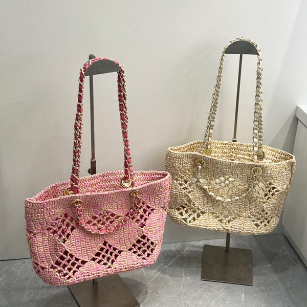 Hollow Raffia Women's Bag With Sheepskin Small Card Holder New Handbag Styles