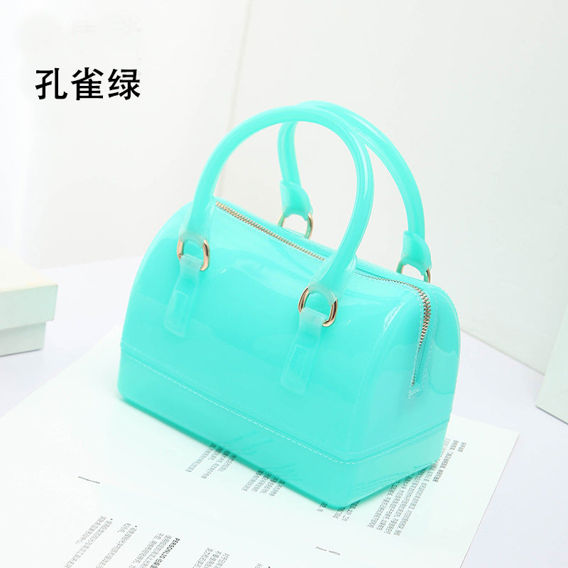 2024 Spring and Summer One Shoulder Crossbody Portable Candy Transparent Mini Mini Pillow Gel Bag