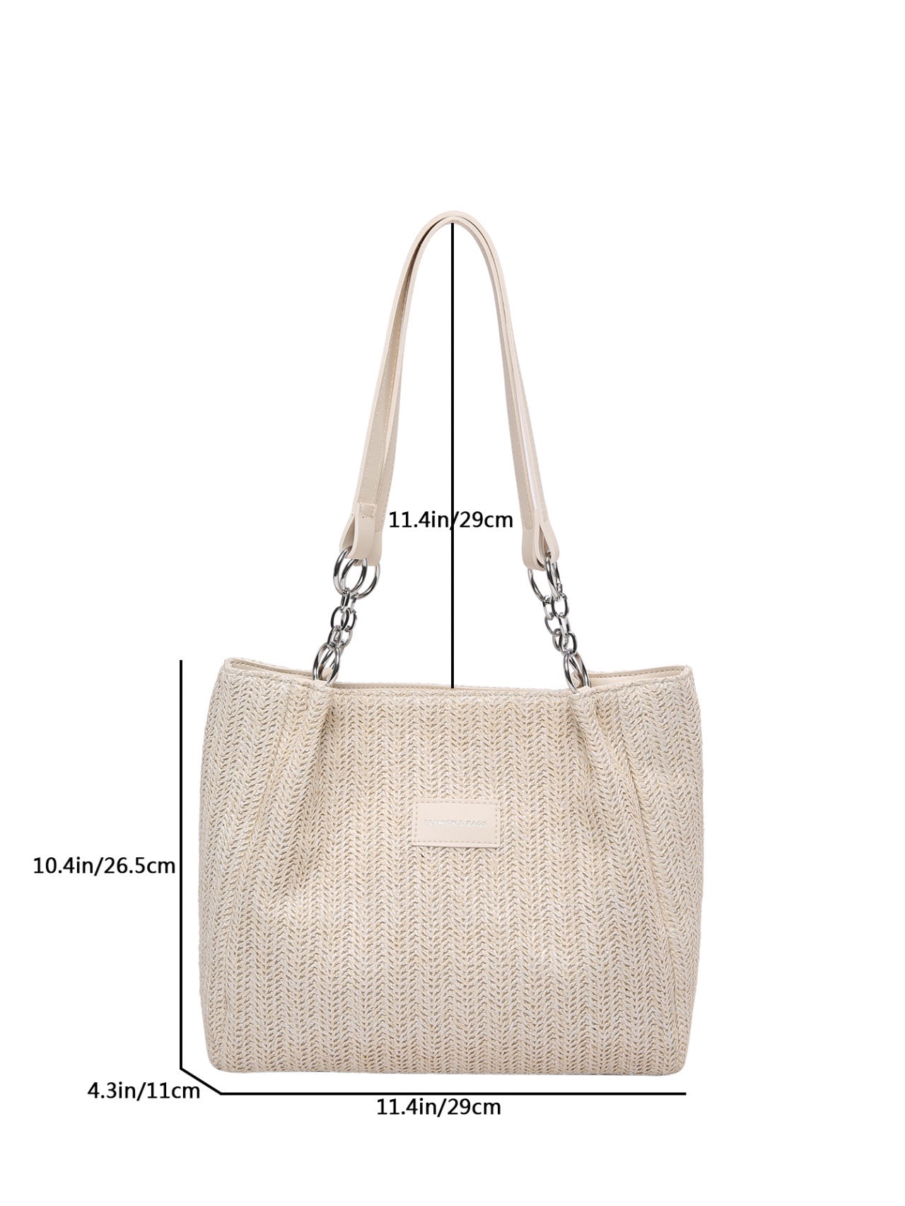 New Zipper Letter Splicing Bucket One-Shoulder Tote Bag Summer Seaside Vacation Weaving Straw Women's Bag