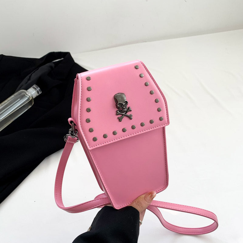 Autumn and Winter New Small Rivet Square Bag Retro Gothic Style Vertical Mobile Phone Bag Women's Cross-Body Bag