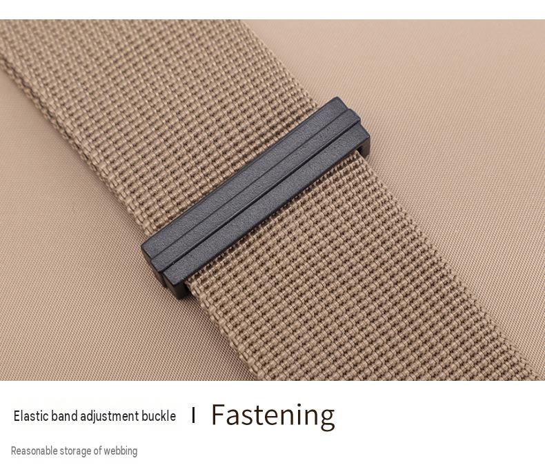 adjustable waist bag webbing strap with keeper for securing excess strap length
