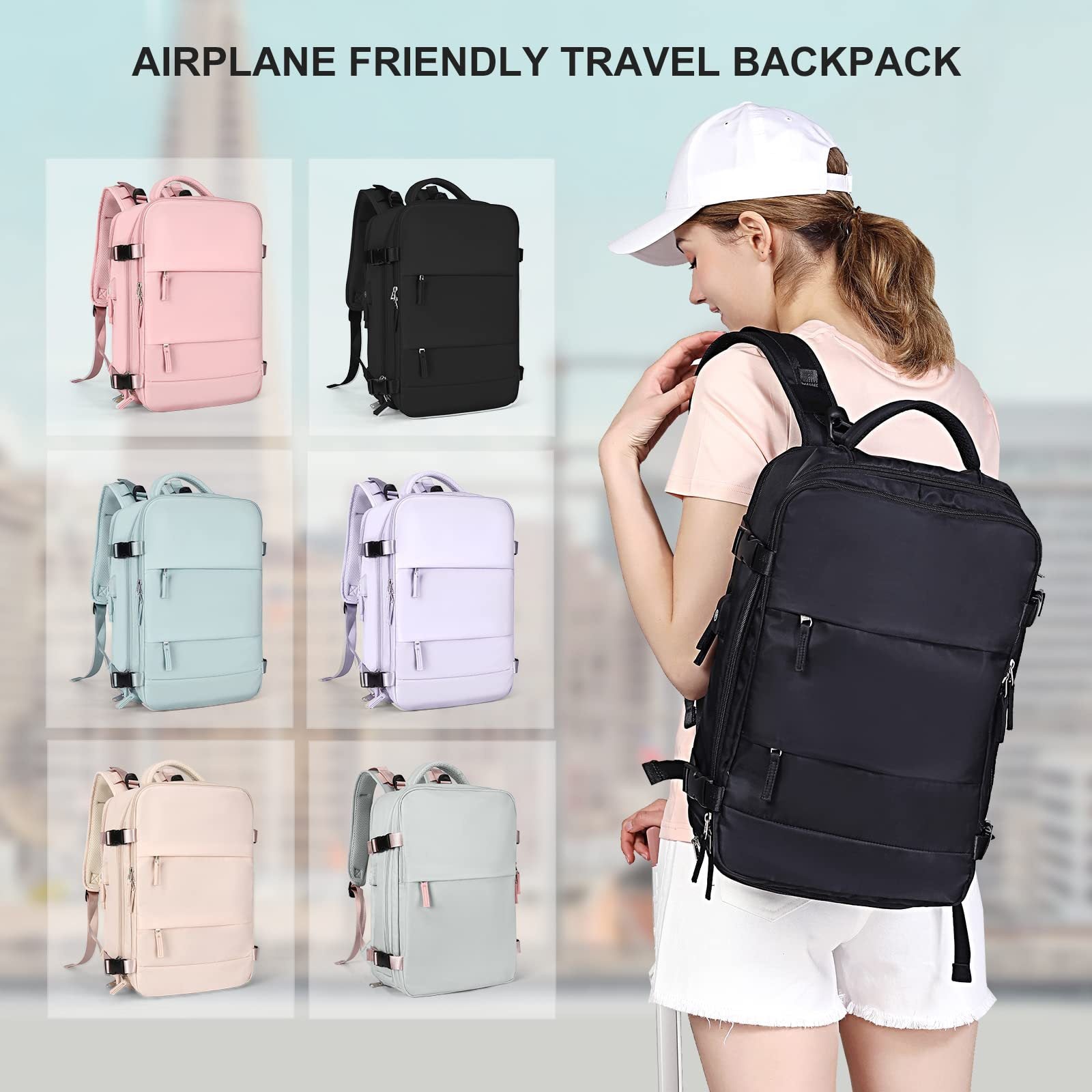 airplane friendly travel backpack available in custom colors