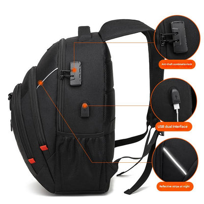 anti theft laptop backpack with usb charging port and reflective strips