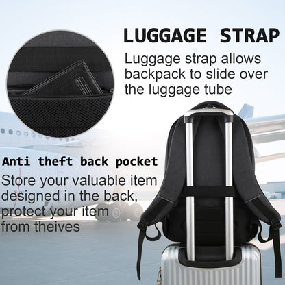 anti theft travel backpack with luggage strap and hidden back pocket