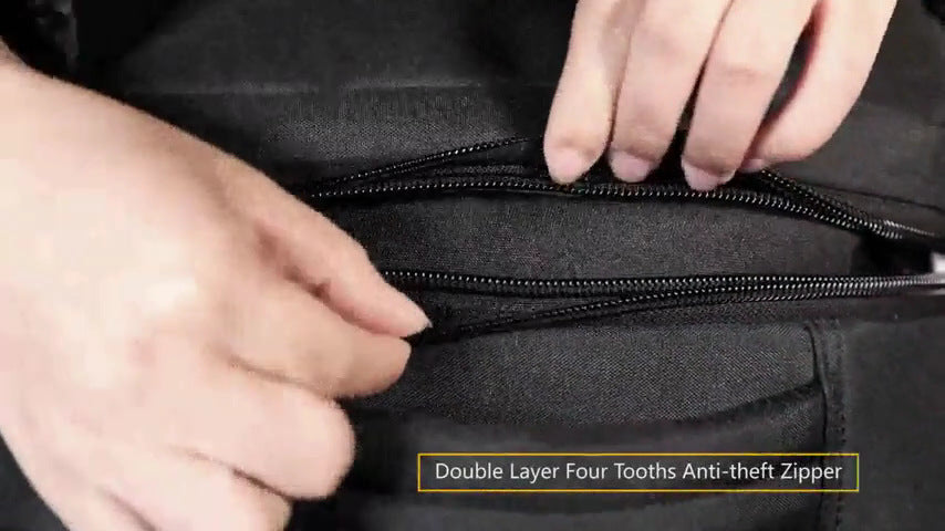 anti theft zipper detail on custom laptop backpack