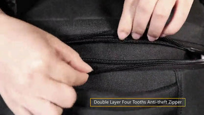 anti theft zipper detail on custom laptop backpack