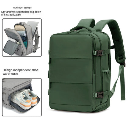 army green large laptop travel backpack with 15.6 inch computer compartment