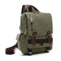 army green one shoulder canvas backpack with convertible strap design